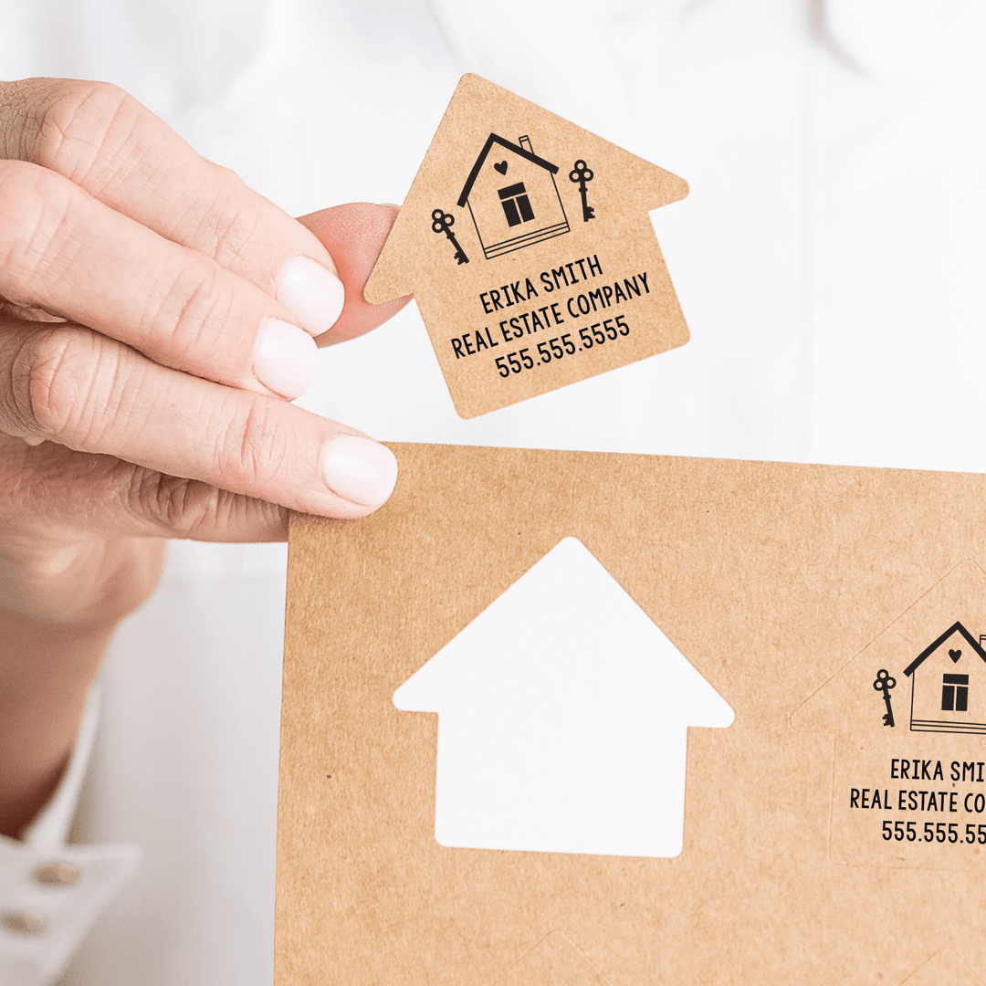Customizable | Set of House Shaped Stickers | 8-LB1 - Market Dwellings