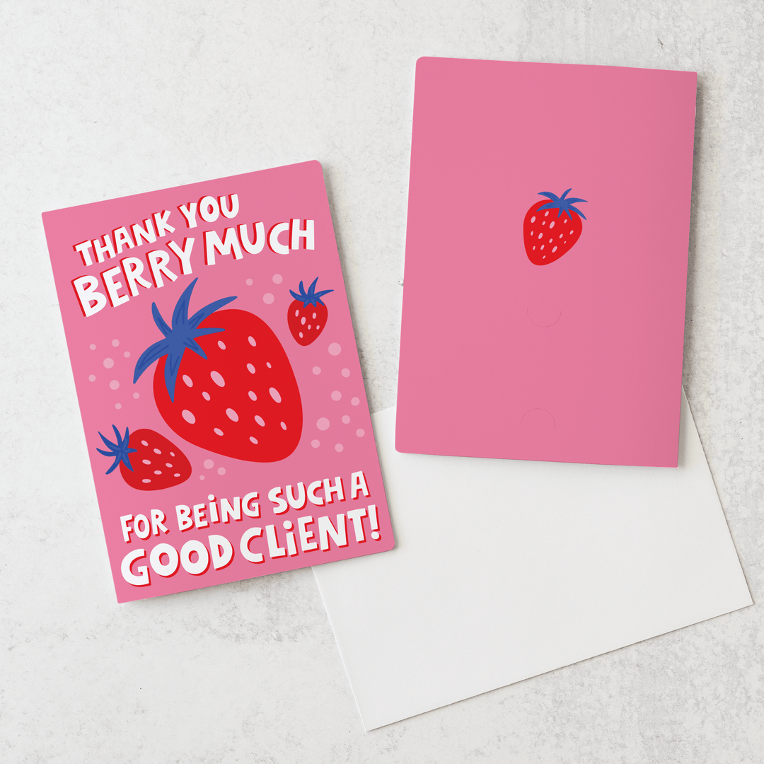 Set of Thank You Berry Much For Being Such A Good Client! | Valentine's Day Greeting Cards | Envelopes Included | 46-GC001-AB - Market Dwellings
