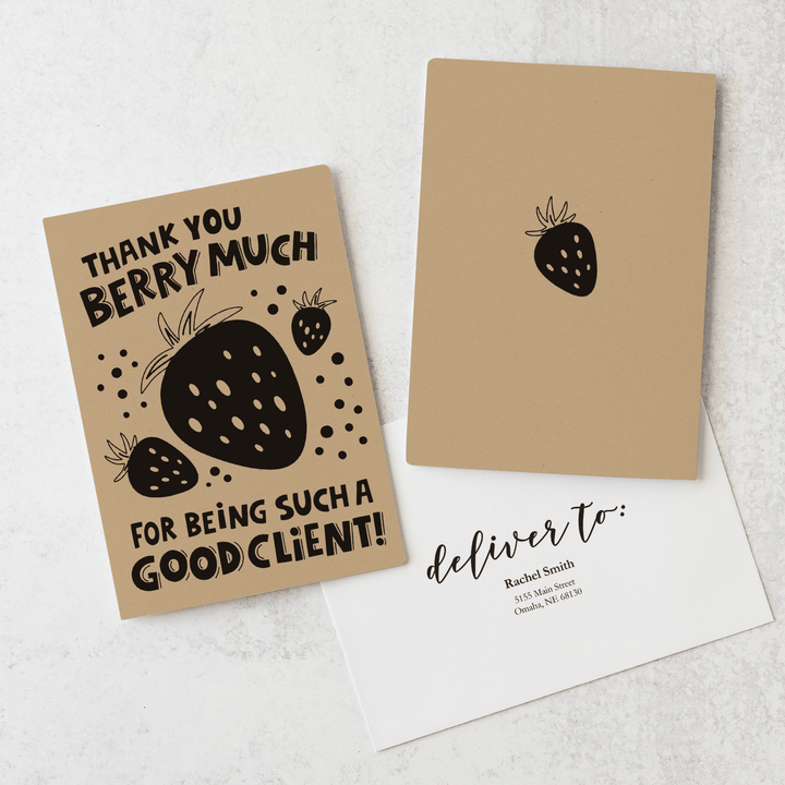 Set of Thank You Berry Much For Being Such A Good Client! | Valentine's Day Greeting Cards | Envelopes Included | 47-GC001 Greeting Card Market Dwellings KRAFT  