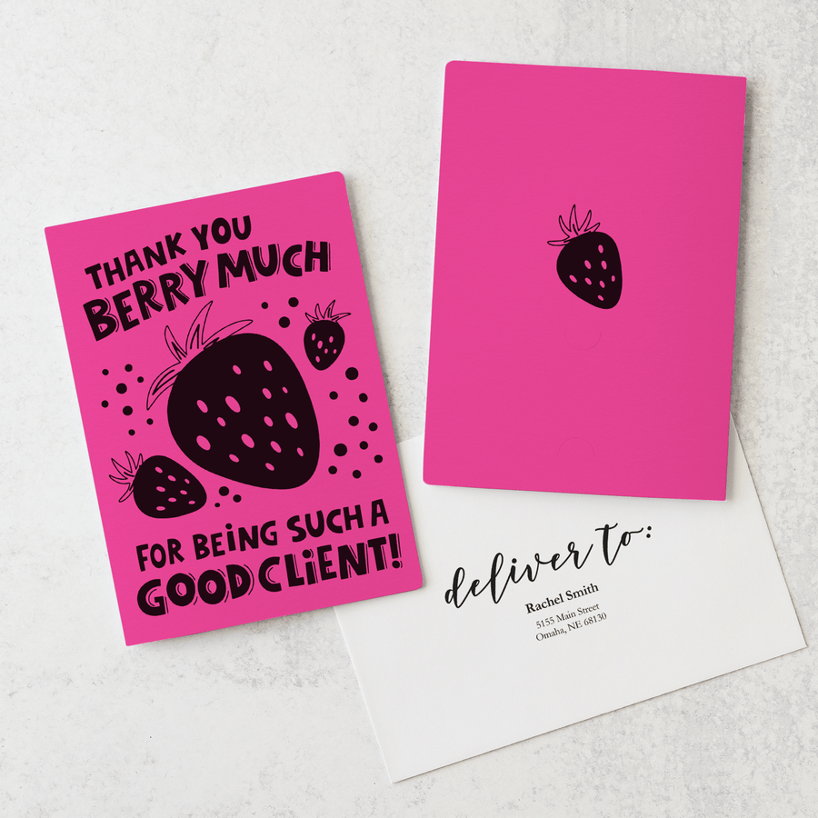 Set of Thank You Berry Much For Being Such A Good Client! | Valentine's Day Greeting Cards | Envelopes Included | 47-GC001 - Market Dwellings