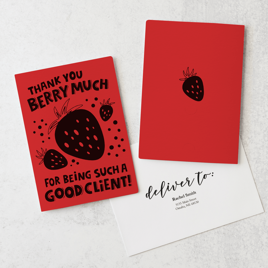 Set of Thank You Berry Much For Being Such A Good Client! | Valentine's Day Greeting Cards | Envelopes Included | 47-GC001 Greeting Card Market Dwellings SCARLET  