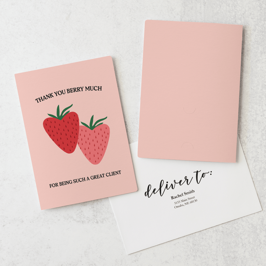 Set of Thank You Berry Much For Being Such A Great Client! | Valentine's Day Greeting Cards | Envelopes Included | 49-GC001 Greeting Card Market Dwellings   