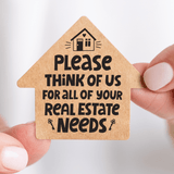 Please Think of US for All of Your Real Estate Needs | Real Estate House-Shaped Stickers Stickers Market Dwellings