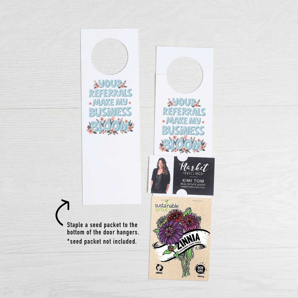 "Your Referrals Make My Business Bloom" | Seed Packet Door Hangers | 5-DH003 Door Hanger Market Dwellings   