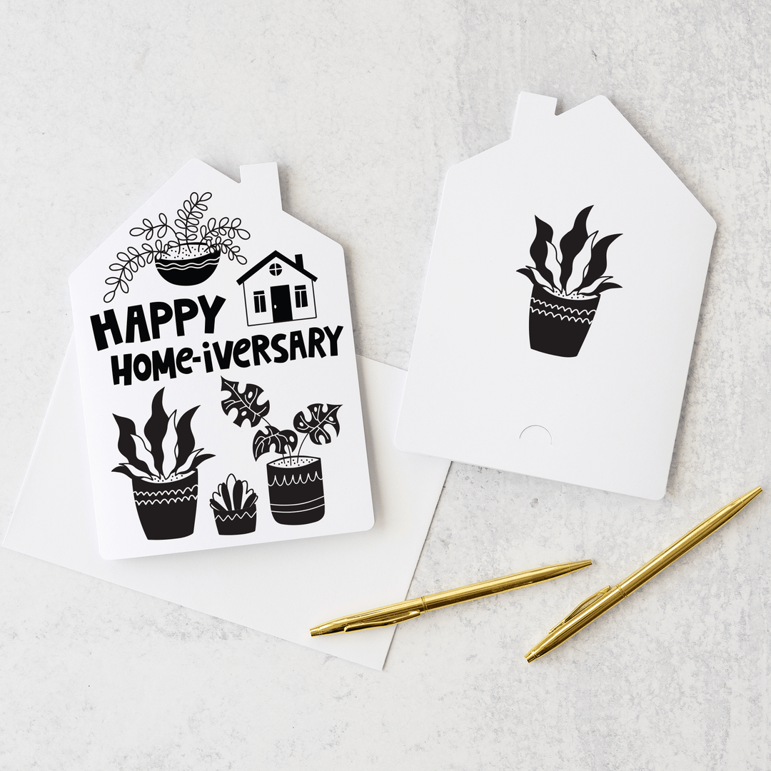 Set of Happy Home-iversary | Greeting Cards | Envelopes Included | 54-GC002 Greeting Card Market Dwellings WHITE  