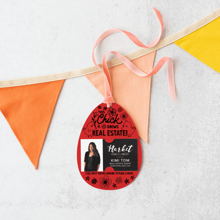 This Chick Knows Real Estate! | Spring Gift Tags | 7-GT007 Gift Tag Market Dwellings SCARLET  