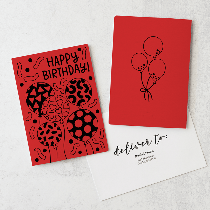 Set of Happy Birthday! | Greeting Cards | Envelopes Included | 53-GC001 Greeting Card Market Dwellings SCARLET  