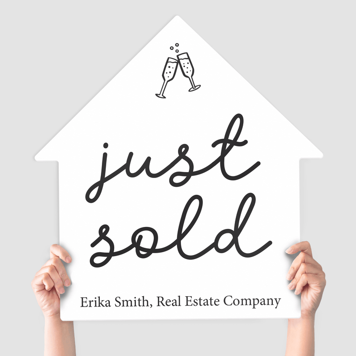 Customizable | Closing Day Real Estate House Sign | Photo Prop | DSY-15-AB House Sign Market Dwellings WHITE just sold 