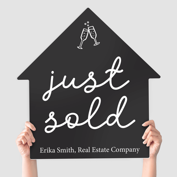 Customizable | Closing Day Real Estate House Sign | Photo Prop | DSY-15-AB House Sign Market Dwellings DARK GRAY just sold 