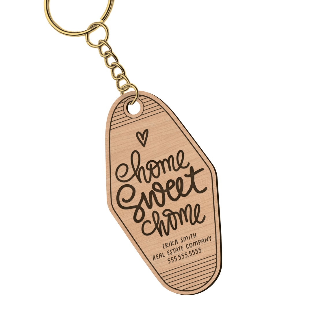 Set of Customizable Home Sweet Home Keychains | KC-02-AB Keychain Market Dwellings CHERRY GOLD 