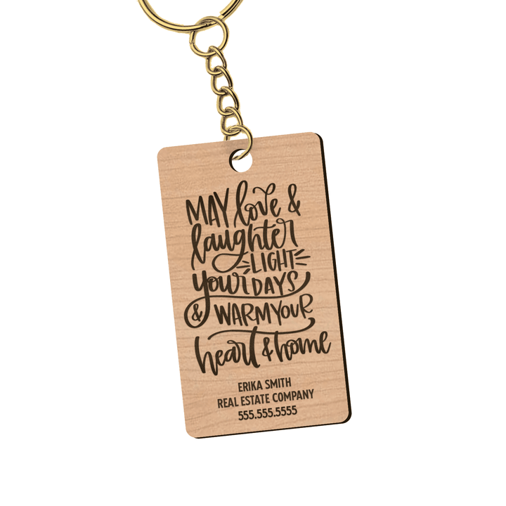Set of Customizable May Love & Laughter Light Your Days Keychains | KC-05-AB Keychain Market Dwellings CHERRY GOLD 