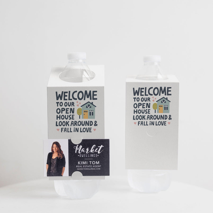 "Welcome Take a Look Around and Fall in Love" Open House | Bottle Hang Tag | Bottle Bib | 18-BT001 - Market Dwellings