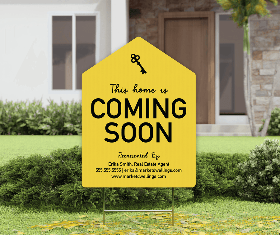 Customizable | Coming Soon Real Estate Yard Sign | Photo Prop | DSY-03-AB Yard Sign Market Dwellings BRIGHT SUN  
