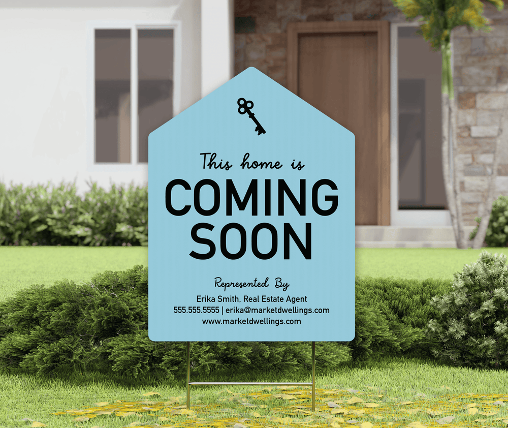 Customizable | Coming Soon Real Estate Yard Sign | Photo Prop | DSY-03-AB Yard Sign Market Dwellings CORNFLOWER BLUE  