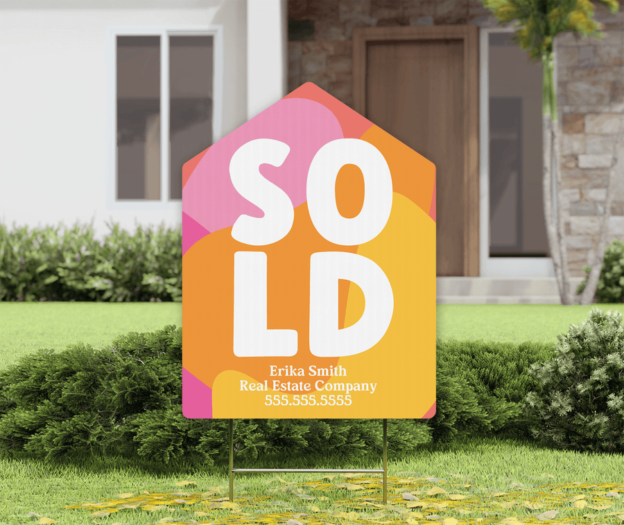 Customizable | Sold Real Estate Yard Sign | Photo Prop | DSY-04-AB Yard Sign Market Dwellings PINK  