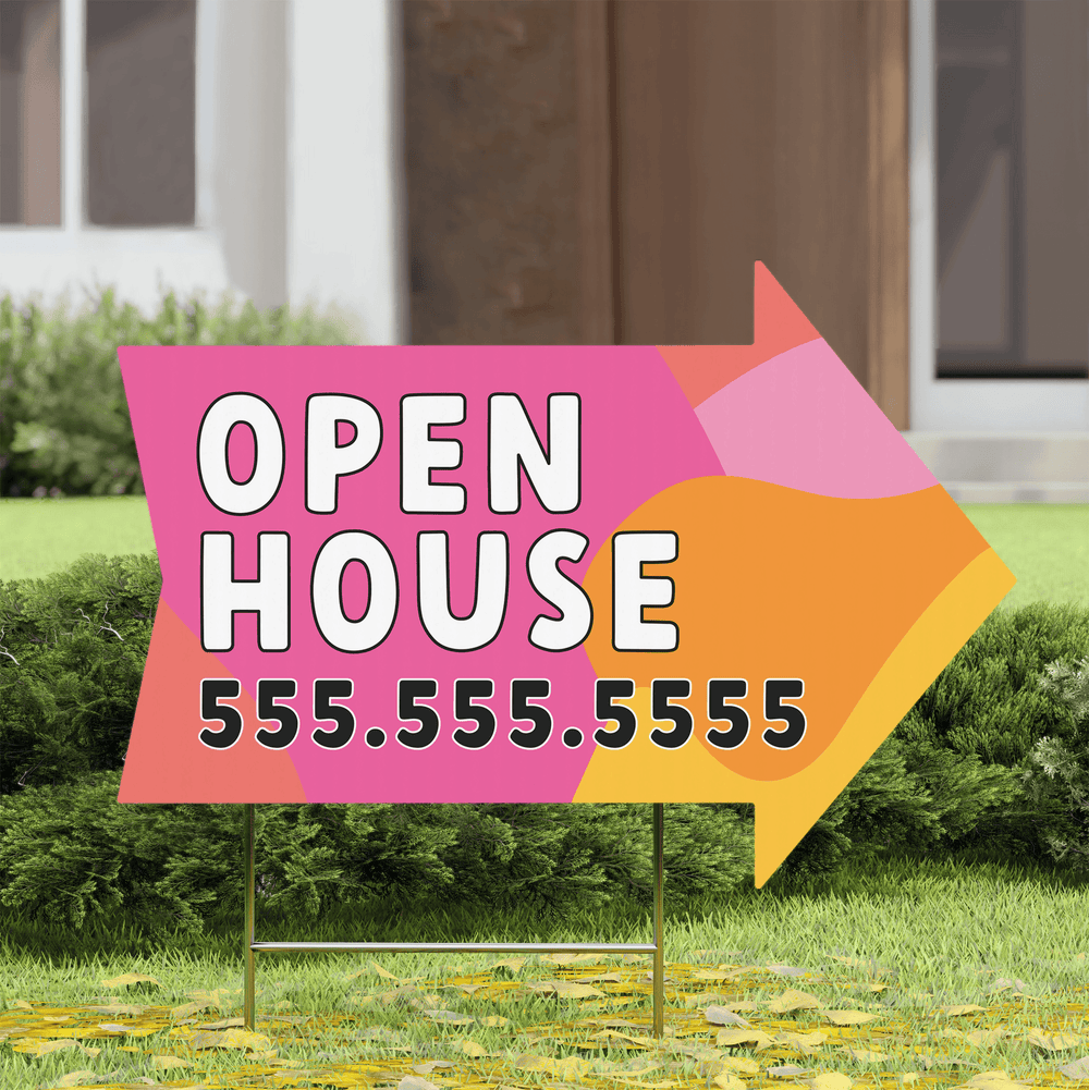 Customizable | Open House Directional Arrow Real Estate Yard Sign | Photo Prop | DSY-06-AB - Market Dwellings