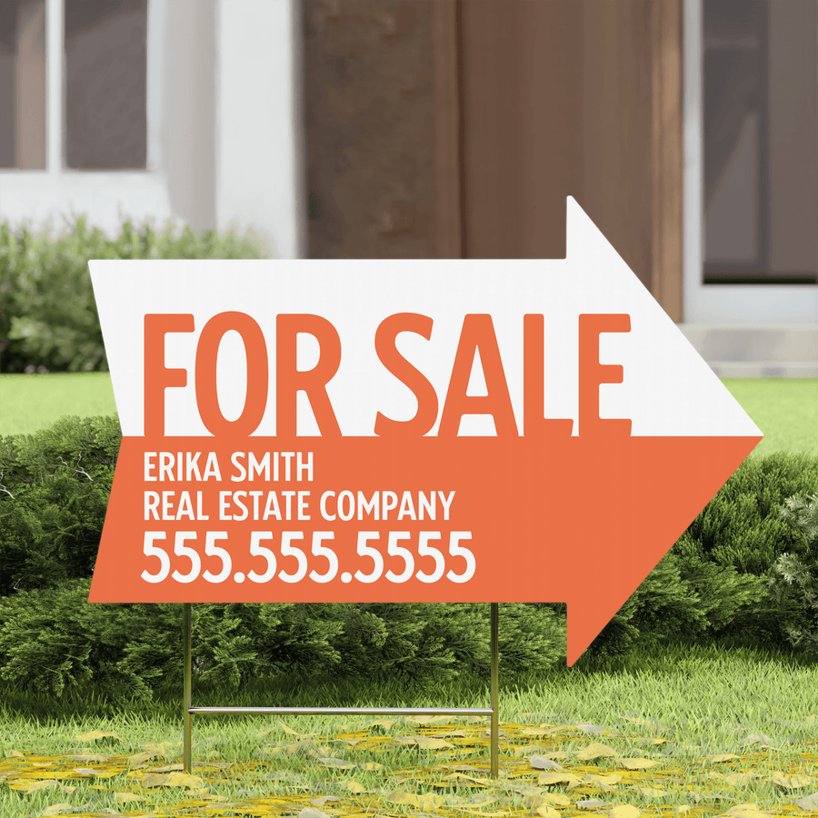 Customizable | For Sale Directional Arrow Real Estate Yard Sign | Photo Prop | DSY-07-AB Yard Sign Market Dwellings SUNRISE ORANGE  