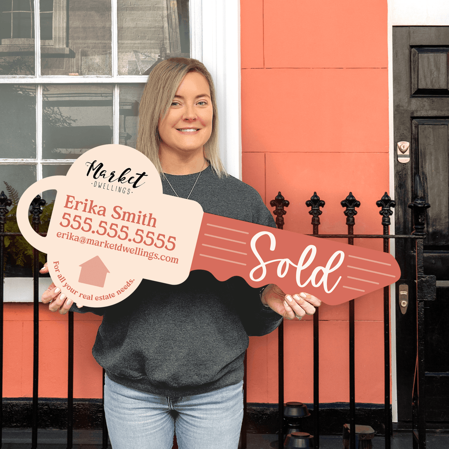 Customizable | Sold Real Estate Key Sign | Photo Prop | DSY-10-AB - Market Dwellings