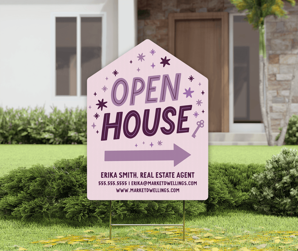 Customizable | Open House Real Estate Yard Sign | Photo Prop | DSY-11-AB Yard Sign Market Dwellings LILAC  