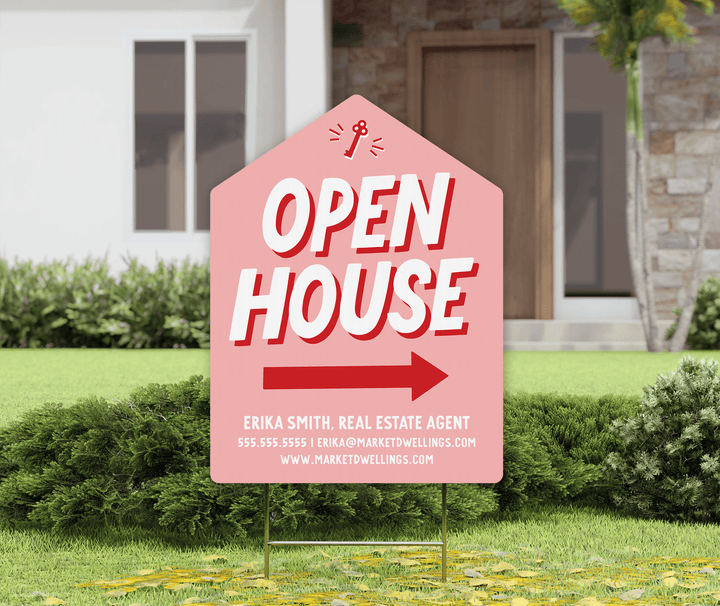 Customizable | Open House Real Estate Yard Sign | Photo Prop | DSY-12-AB - Market Dwellings
