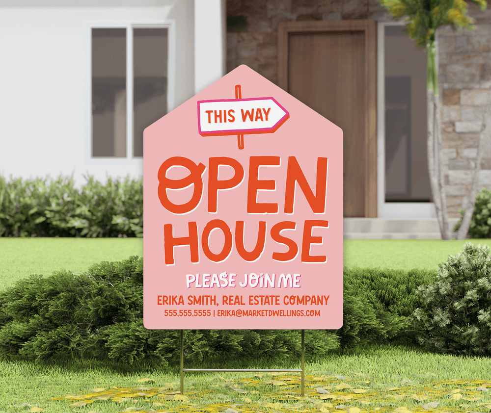 Customizable | Open House Real Estate Yard Sign | Photo Prop | DSY-16-AB Yard Sign Market Dwellings SOFT PINK  