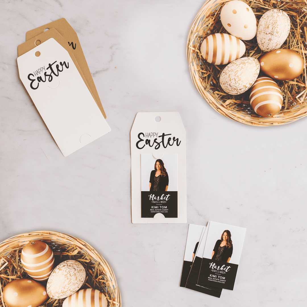 Vertical | "Happy Easter" Gift Tag | Spring | Pop By Gift Tag | E1-GT005 - Market Dwellings