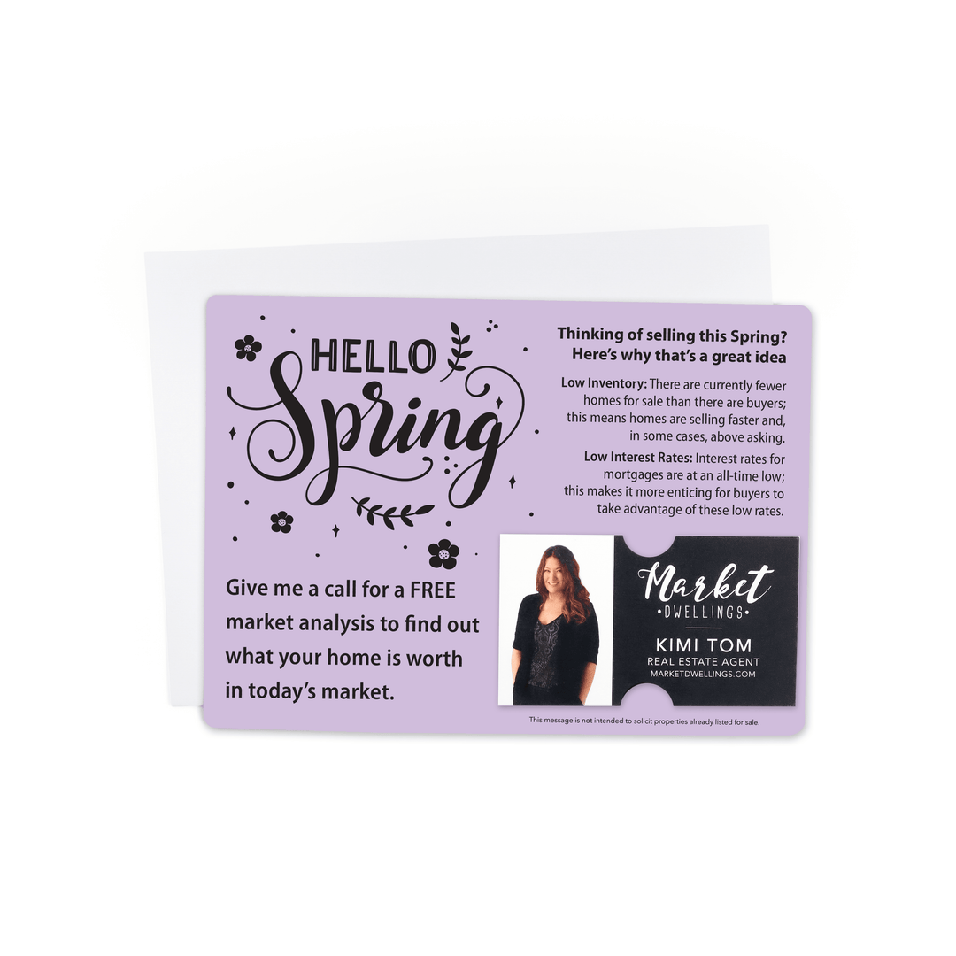 Set of "Hello Spring" Low Inventory Real Estate Mailer | Envelopes Included | S2-M003 Mailer Market Dwellings   