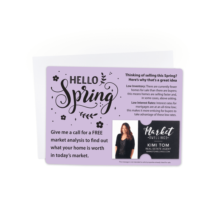 Set of "Hello Spring" Low Inventory Real Estate Mailer | Envelopes Included | S2-M003 - Market Dwellings