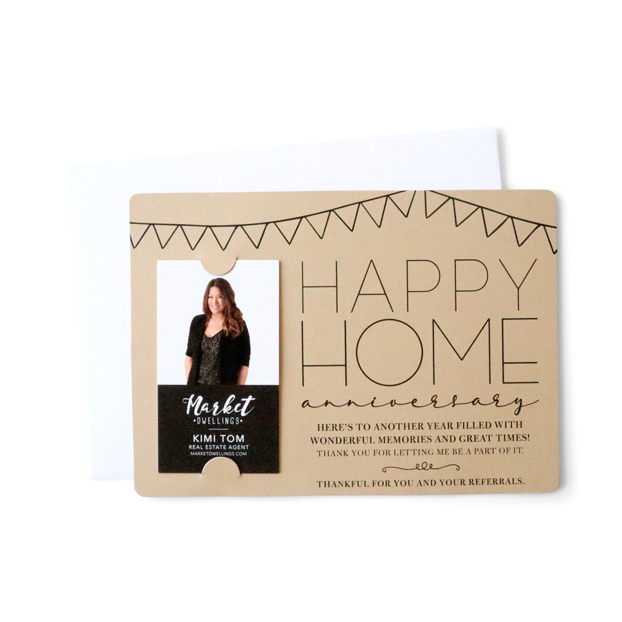 For Vertical Business Cards | Set of "Happy Home Anniversary" Mailer | Envelopes Included | M28-M005-R - Market Dwellings
