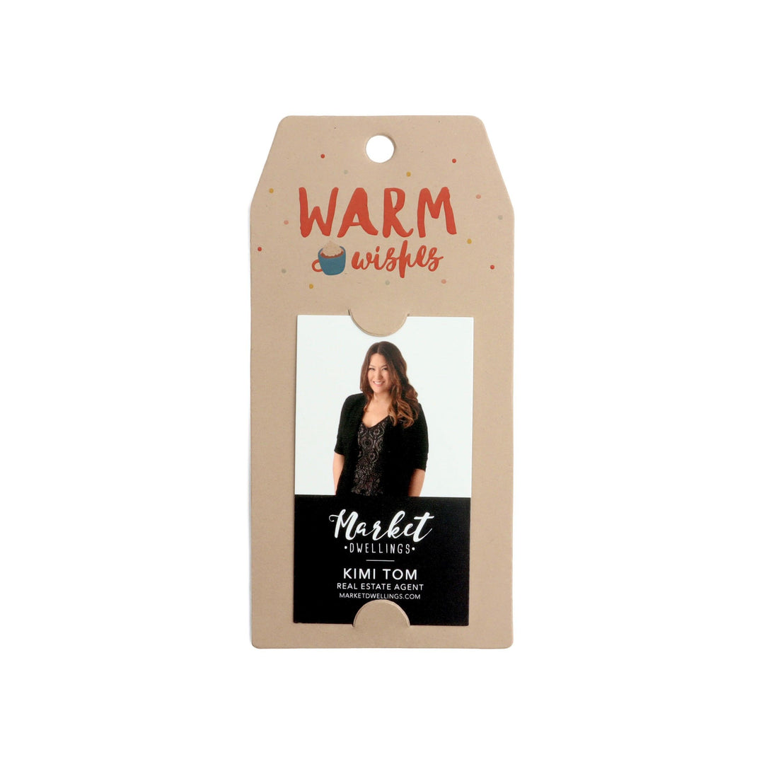 Vertical "Warm Wishes" Gift Tag | Happy Holidays | Pop By Gift Tag | 3-GT005 Gift Tag Market Dwellings KRAFT  