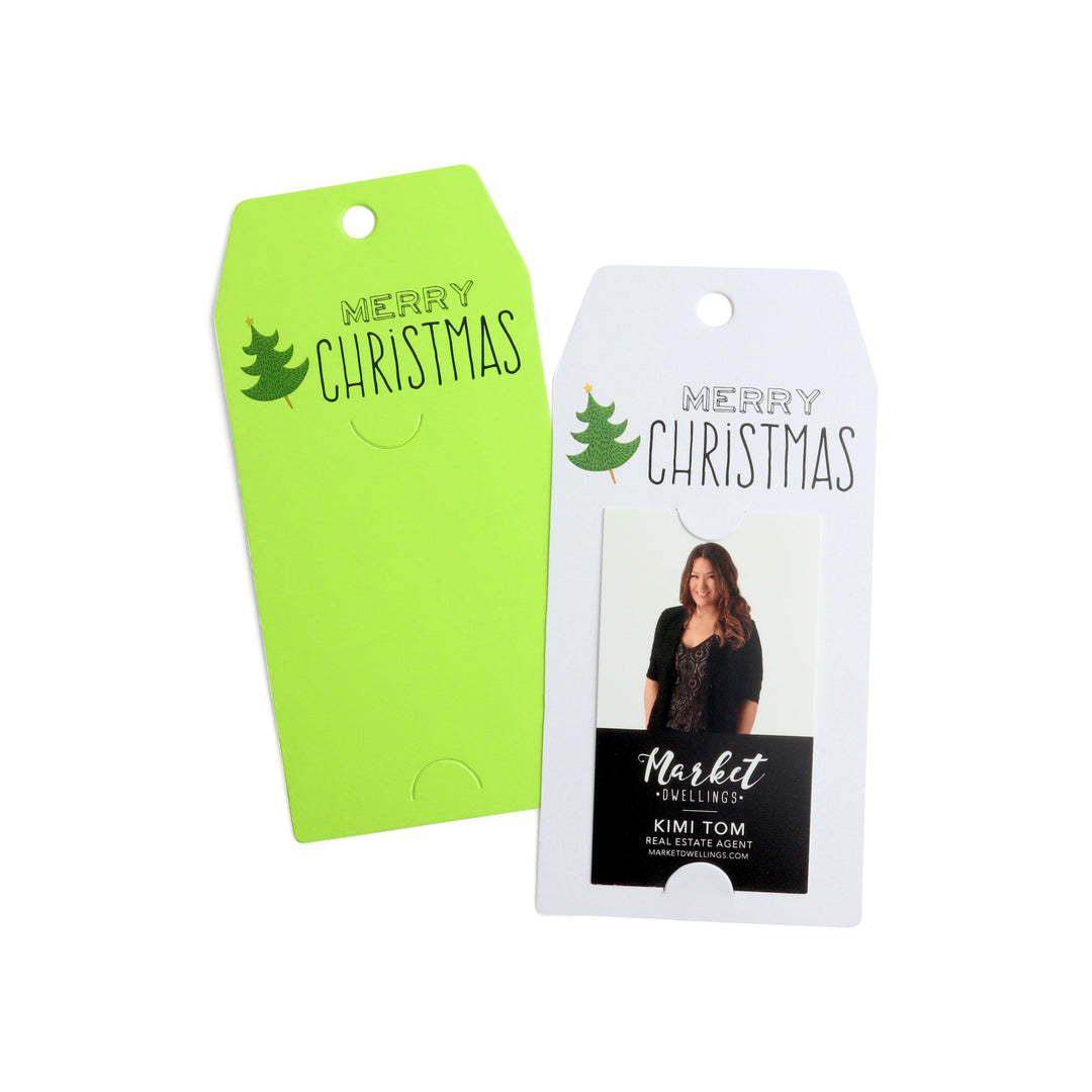 Vertical "Merry Christmas" with Christmas Tree Gift Tag | Happy Holidays | Pop By Gift Tag | 5-GT005 Gift Tag Market Dwellings   