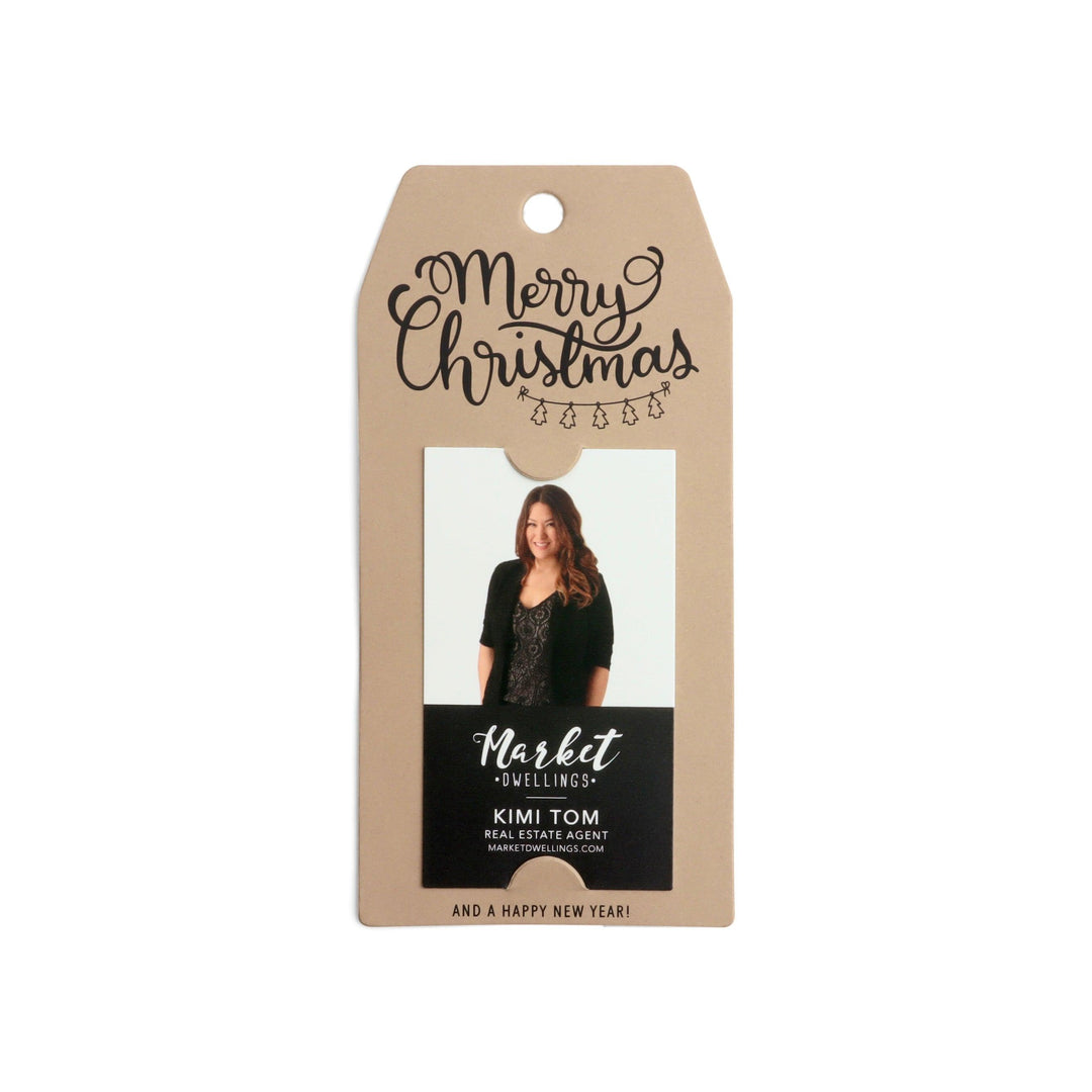 Vertical "Merry Christmas and A Happy New Year" Gift Tag | Happy Holidays | Pop By Gift Tag | 7-GT005 Gift Tag Market Dwellings KRAFT  