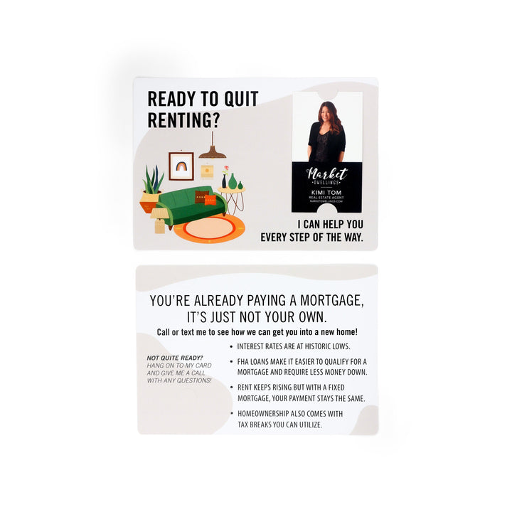 Vertical | Set of "Ready to Quit Renting?" Double Sided Mailers | Envelopes Included | M5-M005 Mailer Market Dwellings   
