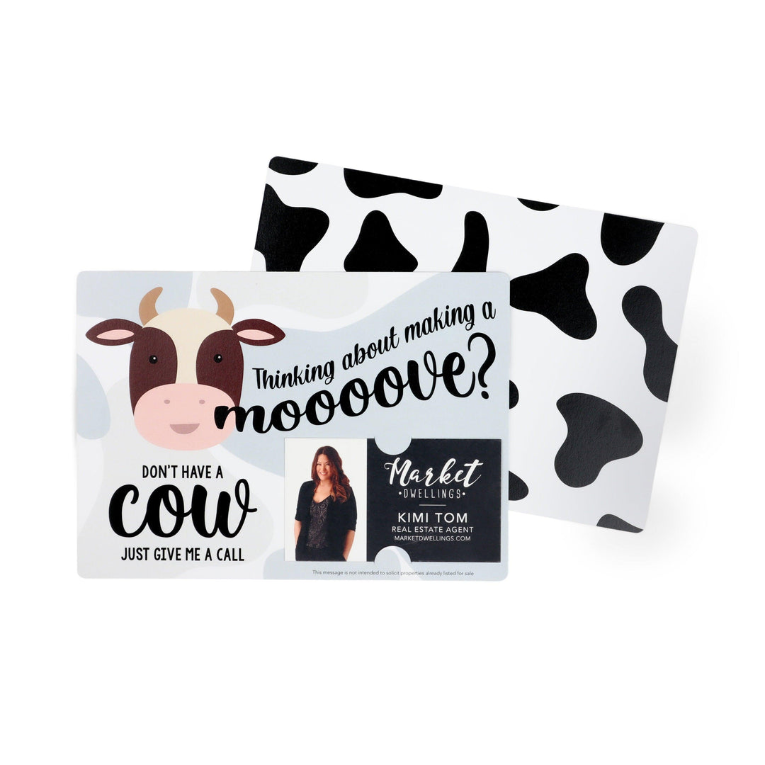 Set of "Thinking of Making a Moooove" Double Sided Cow MOO Mailers | Envelopes Included | M12-M003 Mailer Market Dwellings   