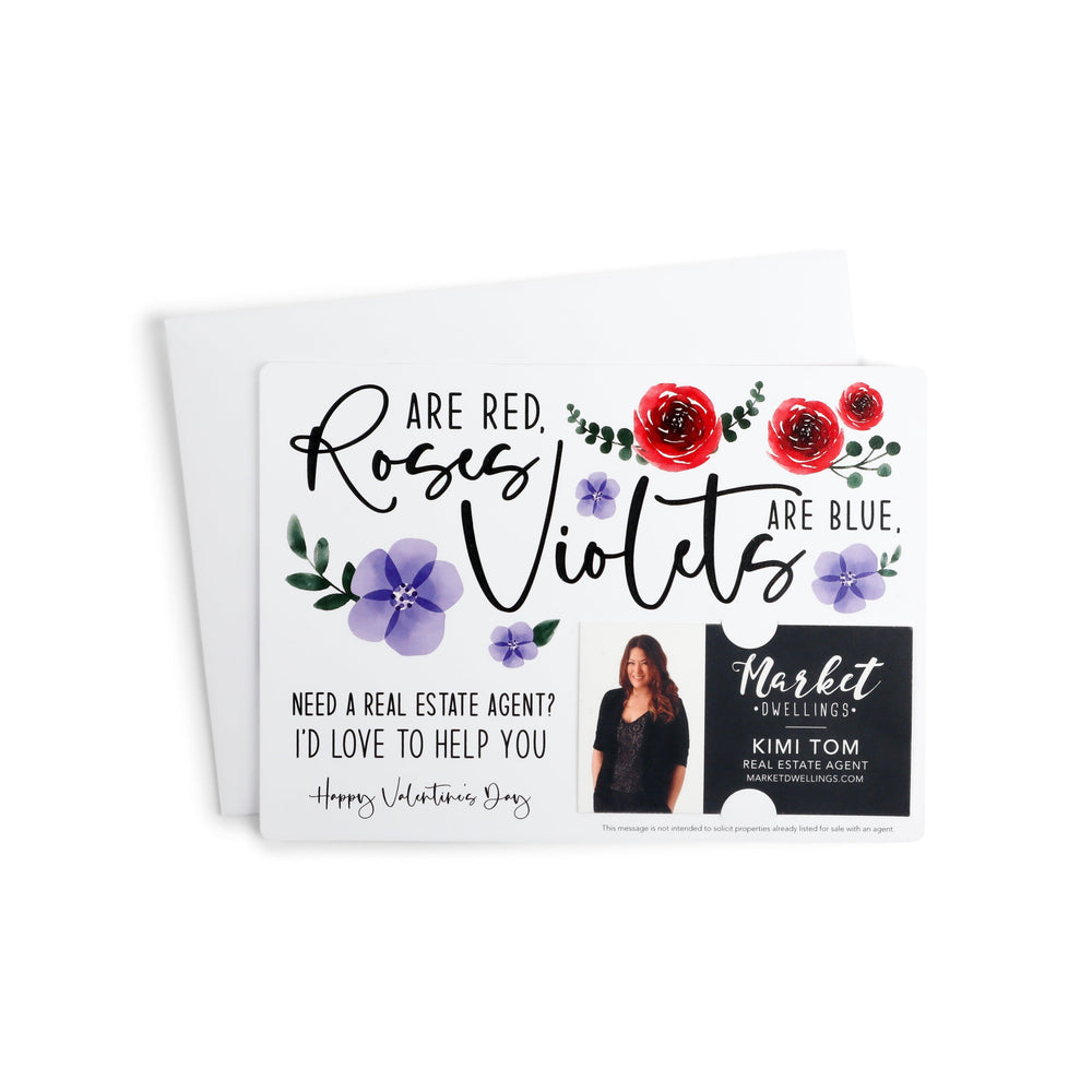 Set of "Roses are Red, Violets are Blue" Real Estate Agent Valentine's Day Mailers | Envelopes Included | V2-M003 Mailer Market Dwellings   