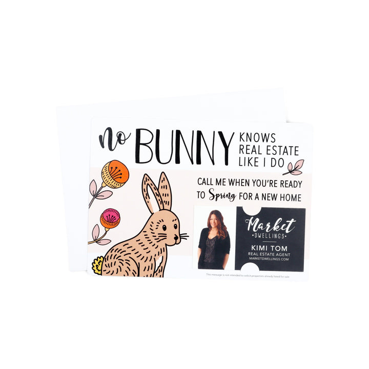 Set of "No Bunny Knows Real Estate Like I Do" Double Sided Mailers | Envelopes Included | Easter | E2-M003 - Market Dwellings