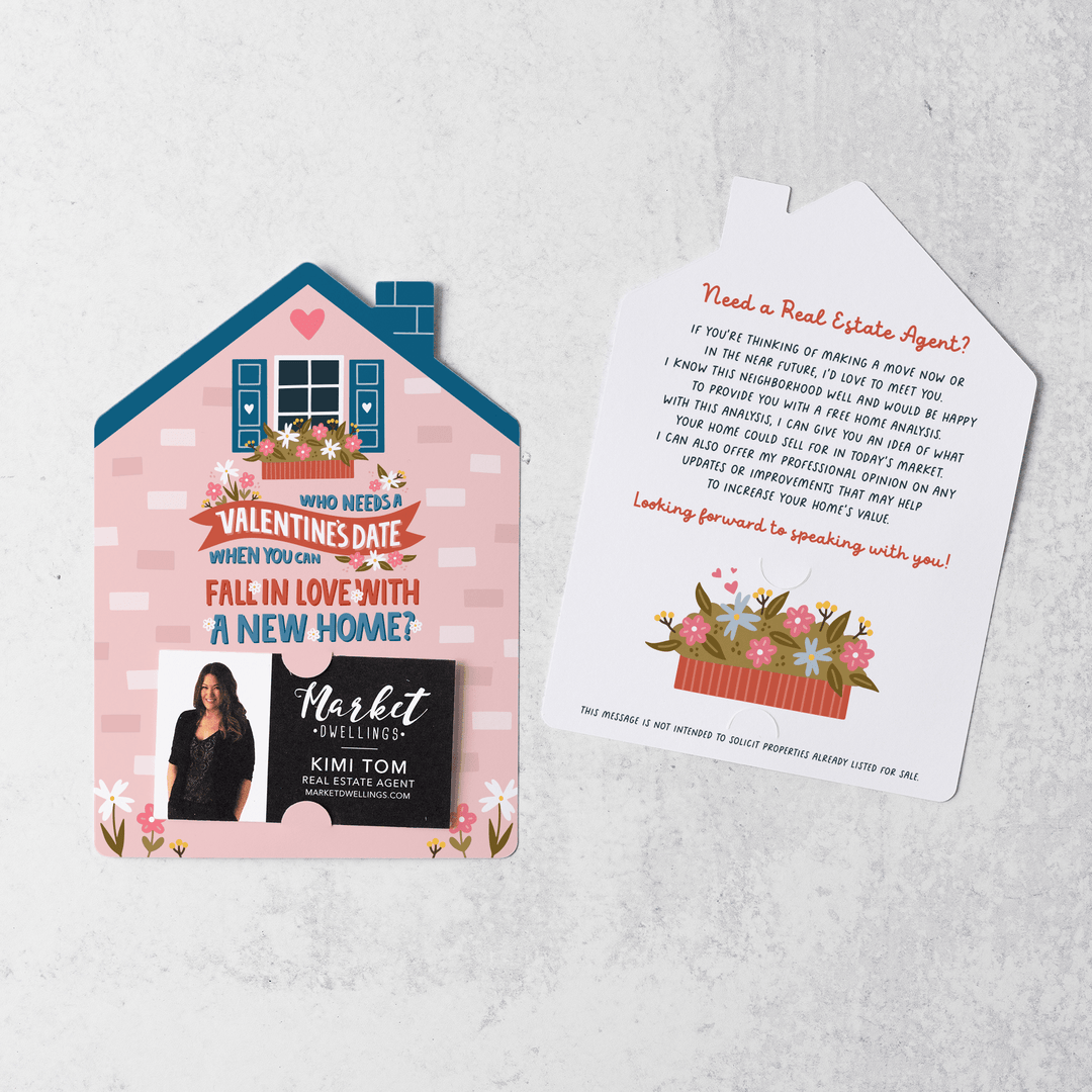 Set of Who Needs A Valentine's Date When You Can Fall In Love With A New Home? | Valentine's Day Mailers | Envelopes Included | M100-M001 - Market Dwellings
