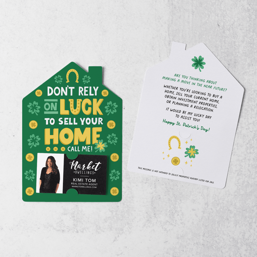 Set of Don't Rely On Luck To Sell Your Home Call Me! | St. Patrick's Day Mailers | Envelopes Included | M104-M001-AB Mailer Market Dwellings GREEN  