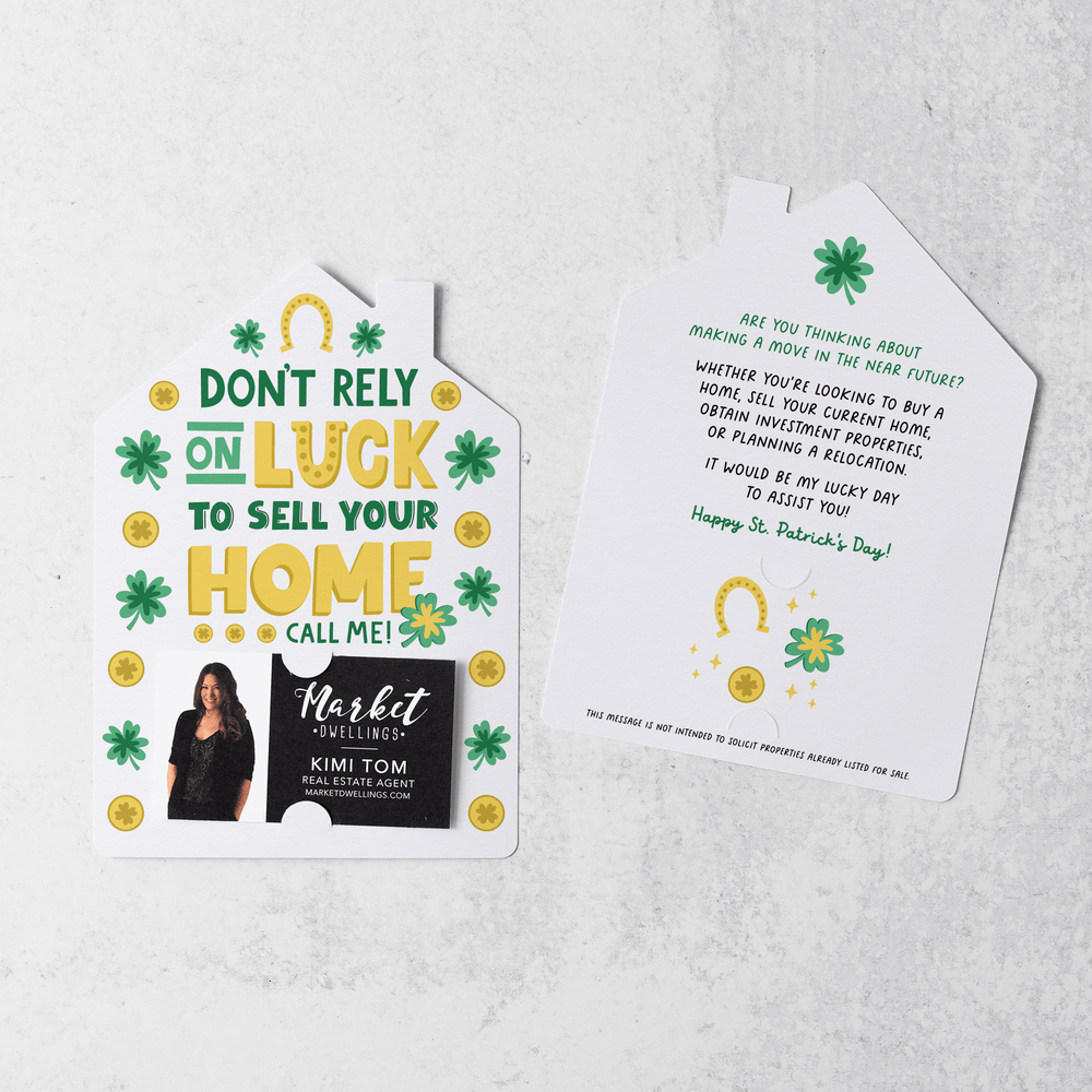 Set of Don't Rely On Luck To Sell Your Home Call Me! | St. Patrick's Day Mailers | Envelopes Included | M104-M001-AB Mailer Market Dwellings WHITE  
