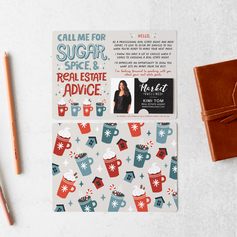 Set of Call Me For Sugar, Spice, & Real Estate Advice. | Winter Christmas Mailers | Envelopes Included | M108-M003 Mailer Market Dwellings   