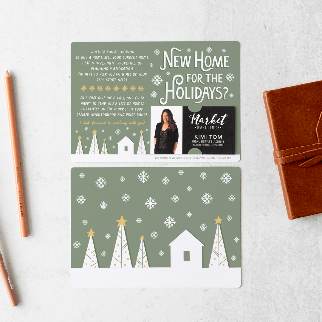 Set of New Home For The Holidays? | Christmas Winter Mailers | Envelopes Included | M110-M003 Mailer Market Dwellings   