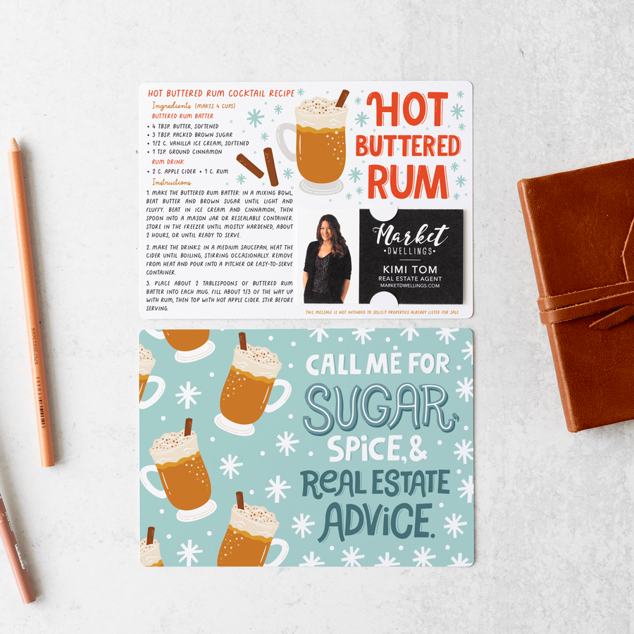 Set of Hot Buttered Rum Recipe | Christmas Winter Mailers | Envelopes Included | M112-M003-AB - Market Dwellings