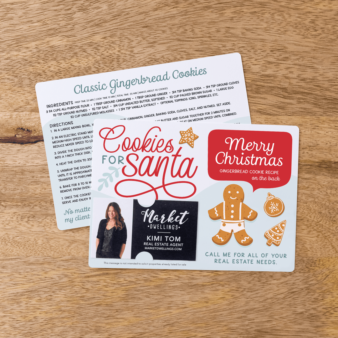 Set of "Classic Gingerbread Cookies" Real Estate Recipe Cards | Envelopes Included M12-M004 Mailer Market Dwellings   