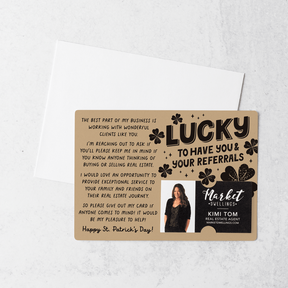 Set of Lucky To Have You & Your Referrals | St. Patrick's Day Mailers | Envelopes Included | M121-M003 Mailer Market Dwellings KRAFT  