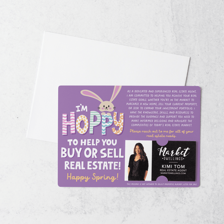 Set of I'm Hoppy To Help You Buy Or Sell Real Estate! | Easter Spring Mailers | Envelopes Included | M122-M003 - Market Dwellings