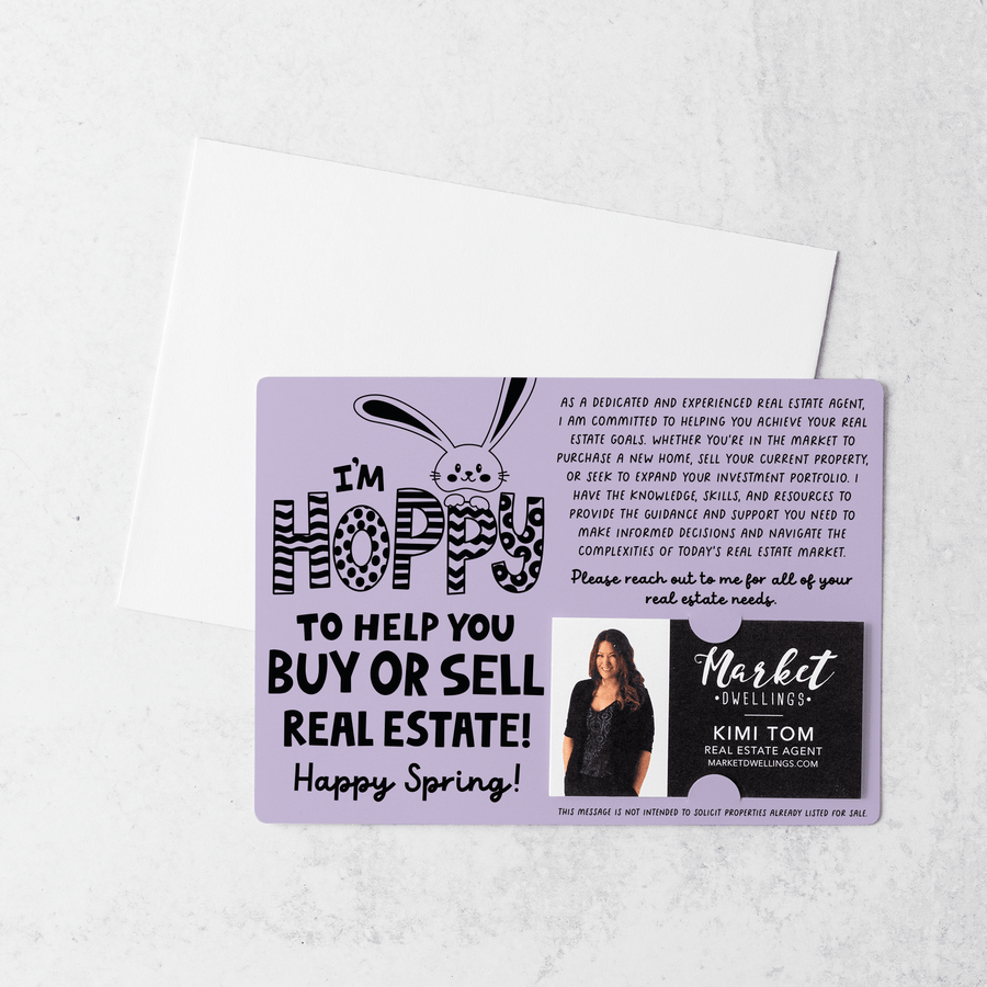 Set of I'm Hoppy To Help You Buy Or Sell Real Estate!  | Easter Spring Mailers | Envelopes Included | M123-M003 Mailer Market Dwellings   
