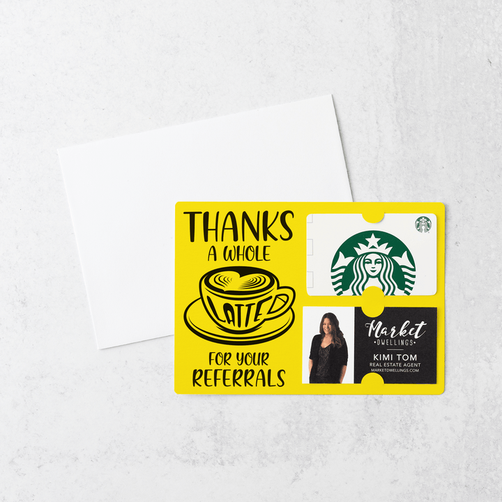 Set of "Thanks A Whole Latte For Your Referrals" Gift Card & Business Card Holder Mailer | Envelopes Included | M14-M008 - Market Dwellings