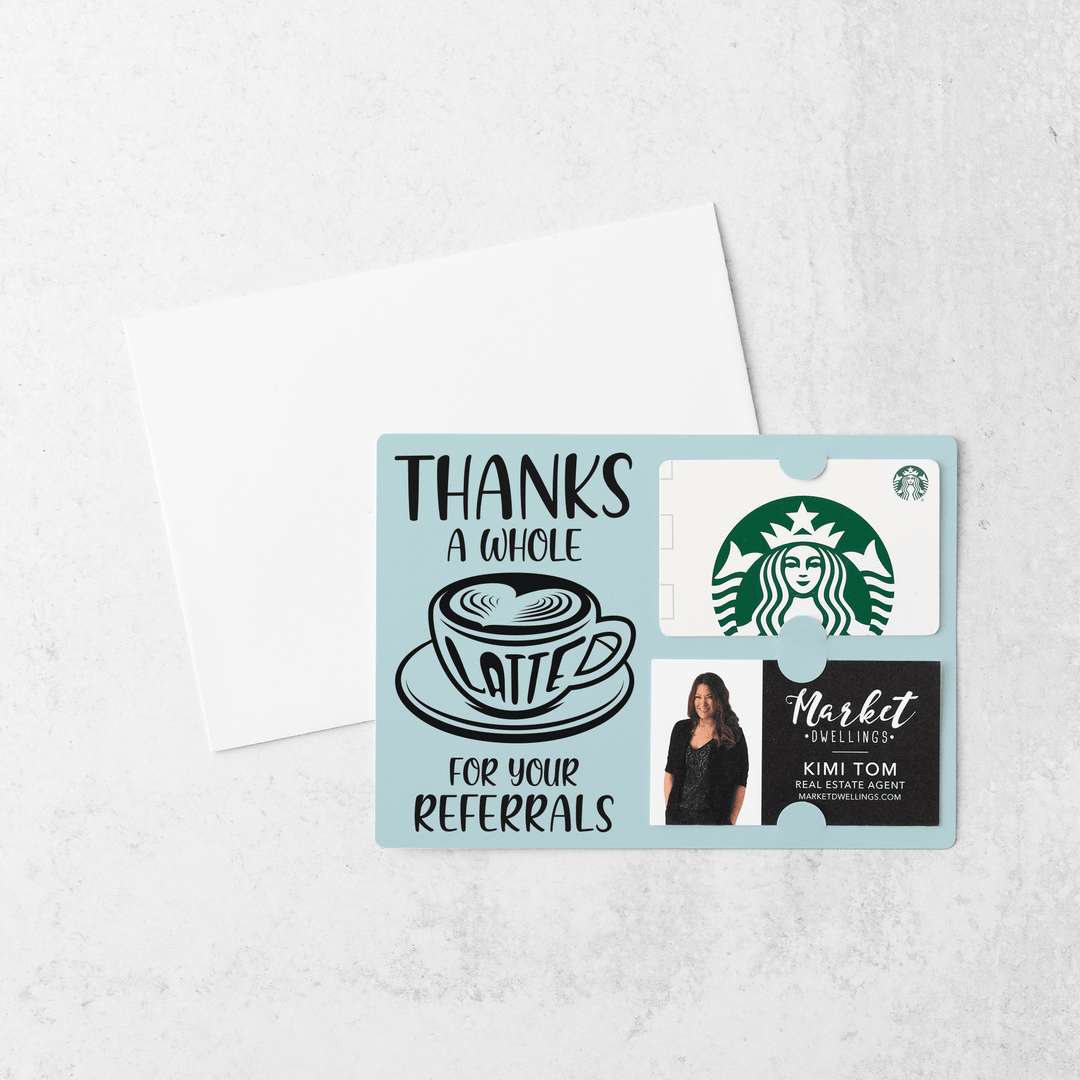 Set of Thanks A Whole Latte For Your Referrals Gift Card & Business Card Holder Mailers | Envelopes Included | M14-M008 Mailer Market Dwellings   