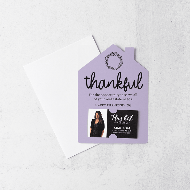 Set of Thankful Real Estate Thanksgiving Mailers | Envelopes Included | M17-M001 Mailer Market Dwellings LIGHT PURPLE  
