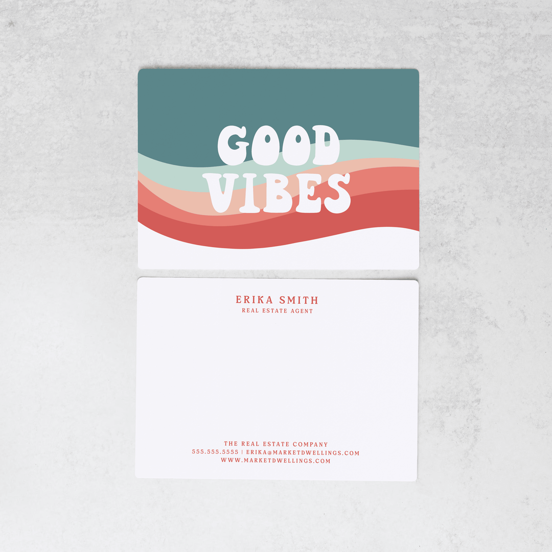 Customizable | Set of Good Vibes Notecards | Envelopes Included | M17-M006-AB - Market Dwellings